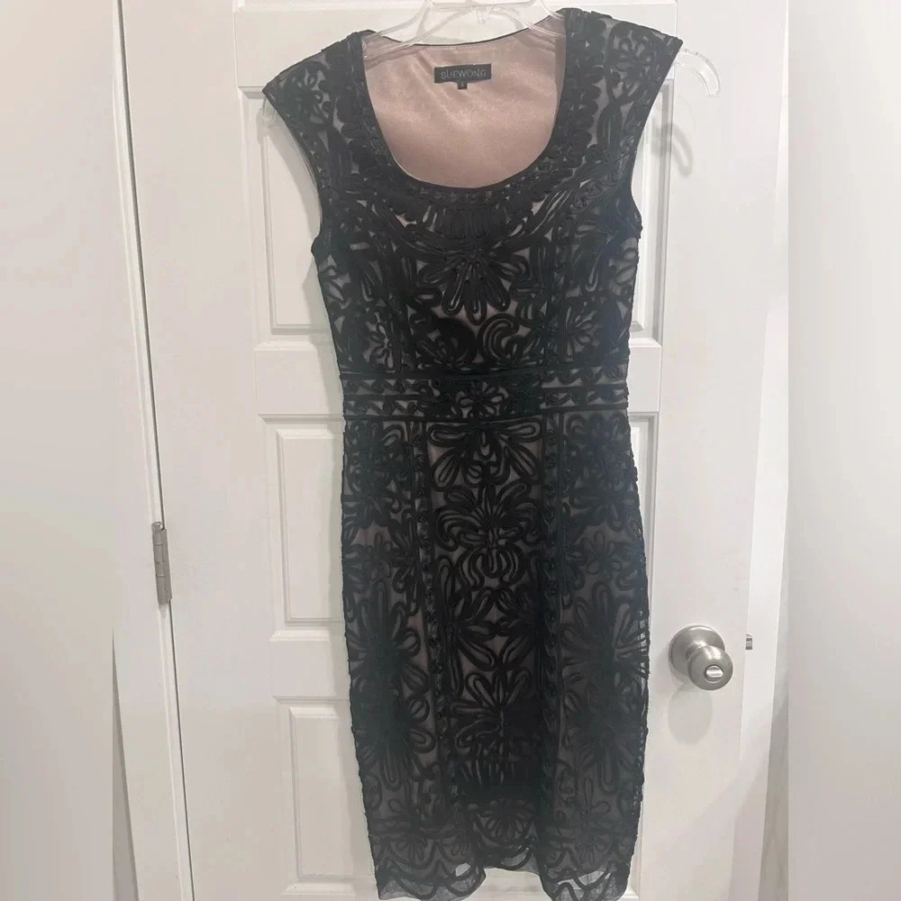 Sue Wong Dress Women 2 Black Knee Length Mini Sheath Party